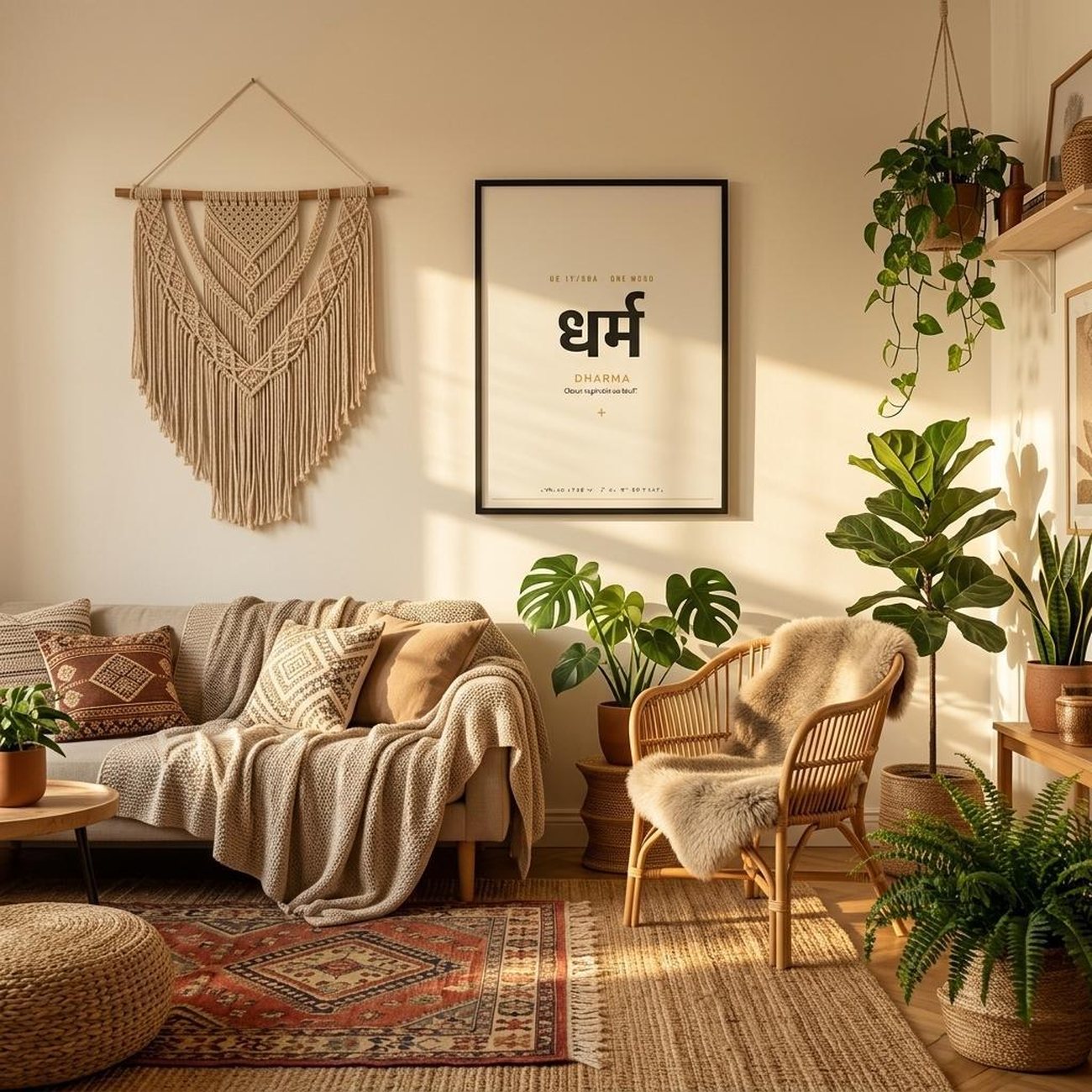 Housewarming gift print in a living room